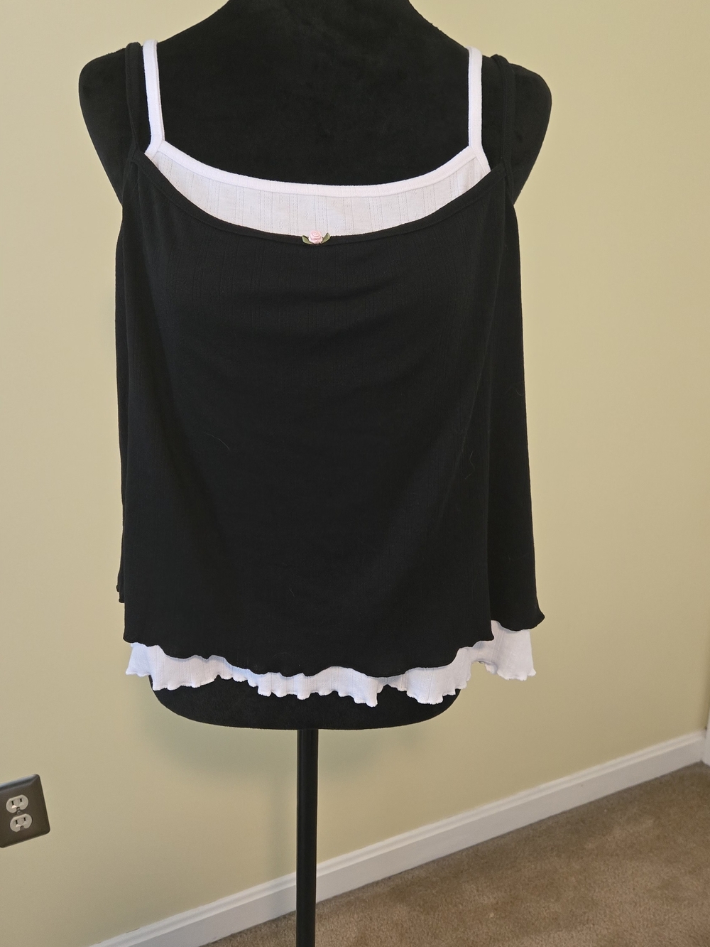 torrid Black Layered Tank with White Trim